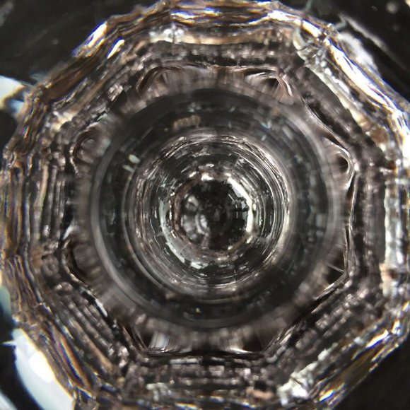 Clear Art Glass Candlestick Holder Flower Petal Fluted Base Hexagonal Top Vtg - Picture 5 of 12